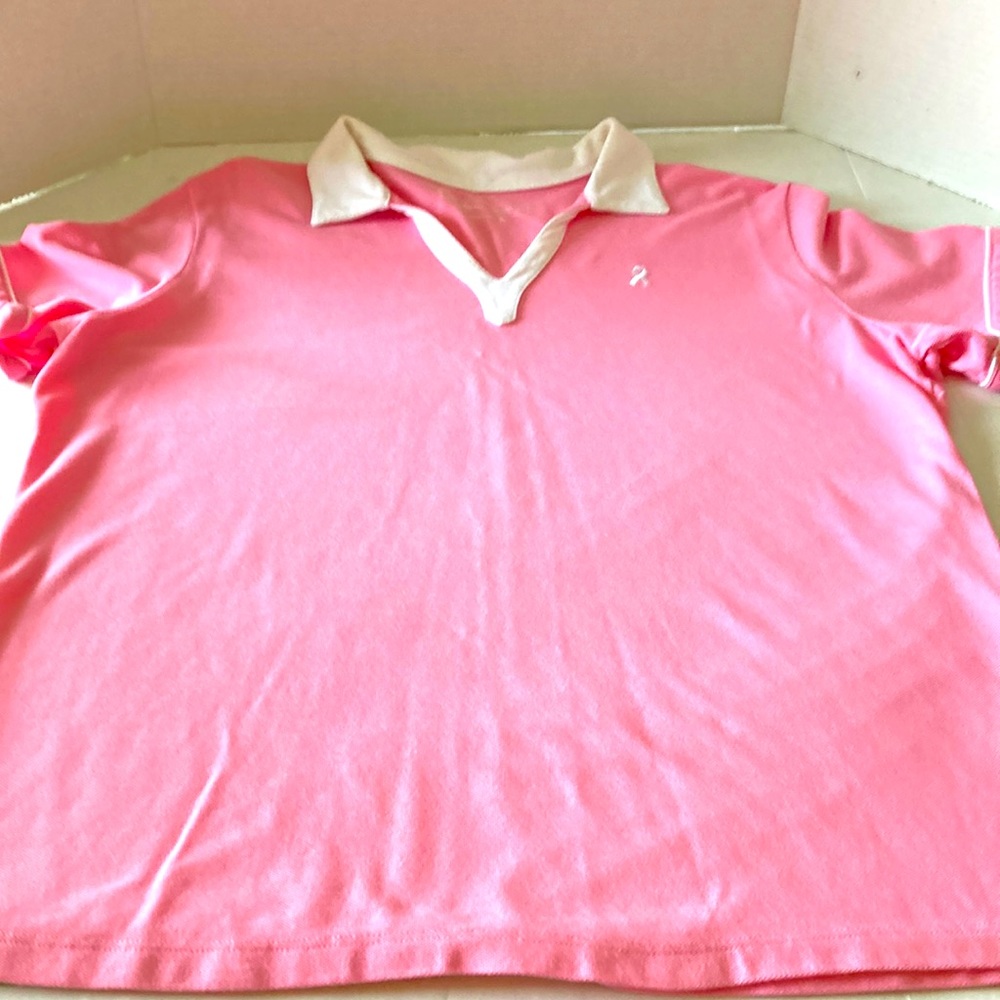 Lady Hager Pink Elegant White Collared  Polo Shirt XL HYDRO-Dri